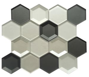 Mixed 3D Hexagon Glass Mosaic