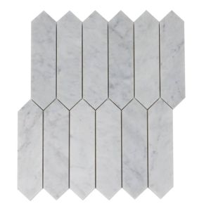 Carrara White 2X8 Elongated Hexagon Mosaic