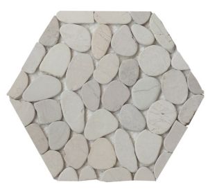FREE SHIPPING - Flat White Honeycomb Halo Pebble Tile