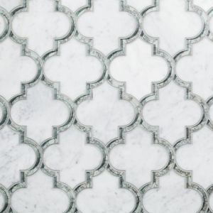FREE SHIPPING - Antique White Waterjet Mosaic Glass & Marble Blend