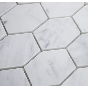 Carrara White 2" Elongated Honed Hexagon Mosaic