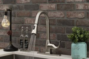 FREE SHIPPING - Pull Down Brush Nickel Kitchen Faucet