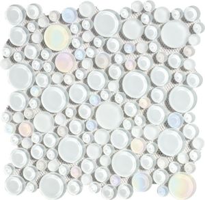 FREE SHIPPING - Mystique White Penny Round Bubble Glass