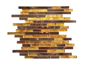 FREE SHIPPING - Golden Fire Interlocking Glass Metal Mosaic