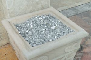 FREE SHIPPING - Fire Glass (0.50") Crushed Glacial Silver 20 Lbs Pebble Bag