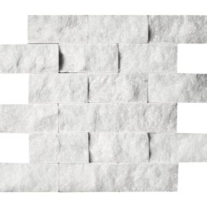 FREE SHIPPING - White Carrara 1x2 Splitface Mosaic