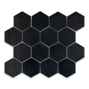 FREE SHIPPING - Negro Marquina 3" Hexagon Polished Mosaic