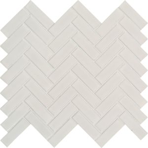 Domino White Glossy Herringbone Mosaic