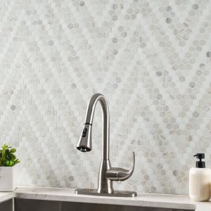 Angora Sazi 1" Hexagon Polished Marble Mosaic Floor and Wall Tile