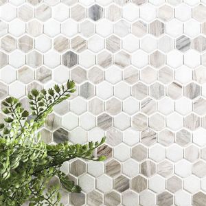 Angora Tibi 12X12 Polished Marble Mosaic Floor And Wall Tile