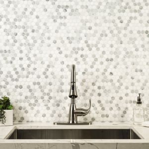 Bianco Dolomite Tibi 1" Hexagon Polished Tile