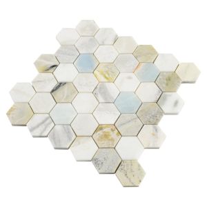 Cloudland 2" Hexagon Polished Marble Mosaic Floor And Wall Tile