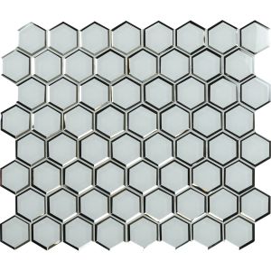 FREE SHIPPING - Ice Beveled 3" Hexagon Glass Mosaic Tile