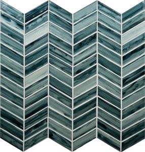 FREE SHIPPING - Midnight Blue Ombre' Chevron Glass Mosaic