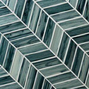 FREE SHIPPING - Midnight Blue Ombre' Chevron Glass Mosaic