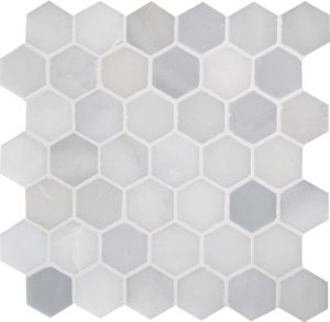 FREE SHIPPING - Greecian White 2" Hexagon Polished