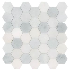 FREE SHIPPING - Greecian White 2" Hexagon Polished