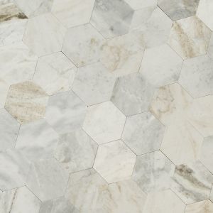 Arabescato Venato 4" Hexagon Peel and Stick Marble Wall Tile