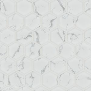 FREE SHIPPING - Carrara Matte Porcelain 2" Hexagon Mosaic Floor And Wall Tile