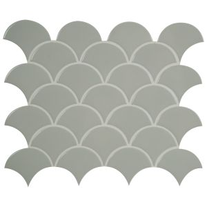 FREE SHIPPING - Gray Scallop Fish Scale Porcelain Mosaic
