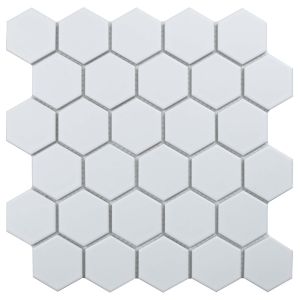 FREE SHIPPING - Domino White 2" Hexagon Matte Porcelain Tile