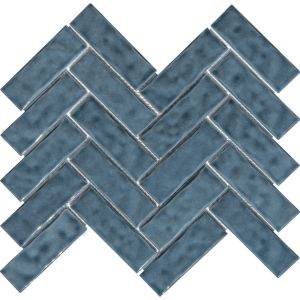 FREE SHIPPING - Renzo Blue Slate Herringbone Handcrafted Tile