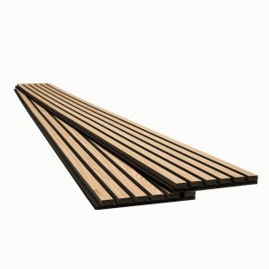 NATURAL 9.5 in. x 120 in. 3D Wood Slat Acoustic Fluted Sound Absorbing Wall Panel