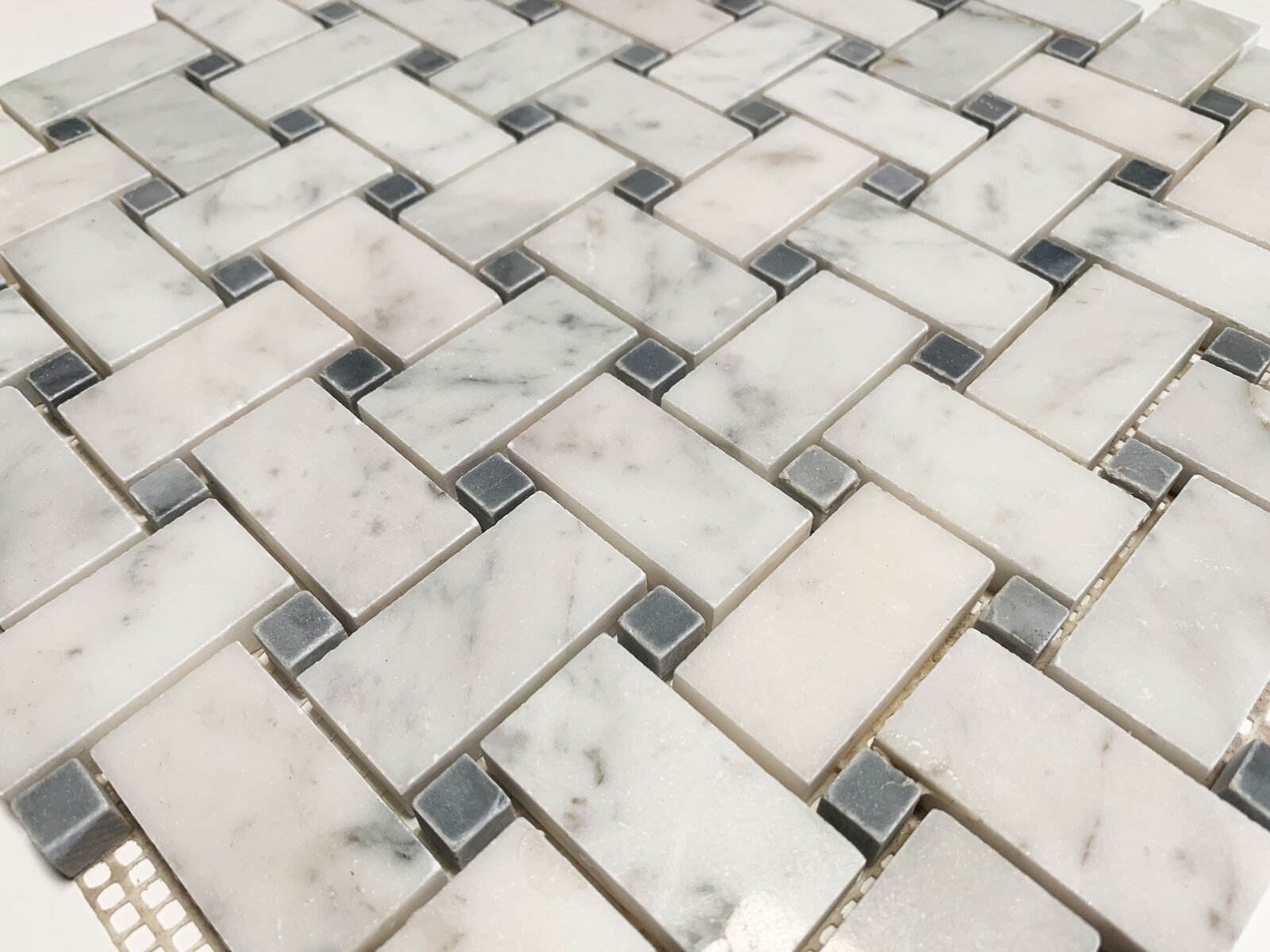 Buy 12x12 Carrara White Basketweave Mosaic