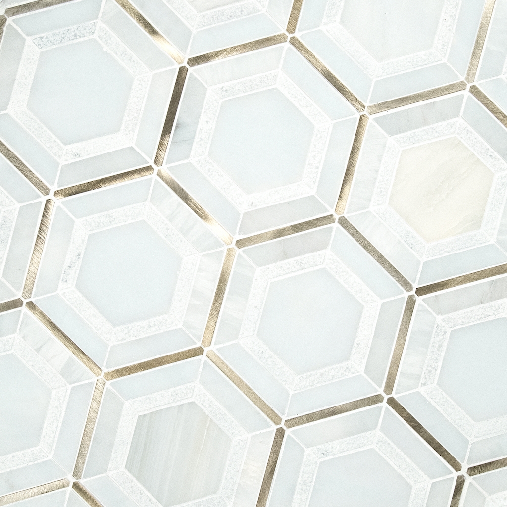 Buy Medici Gold Pattern Hexagon Marble Mosaic | Waterjet Mosaic ...